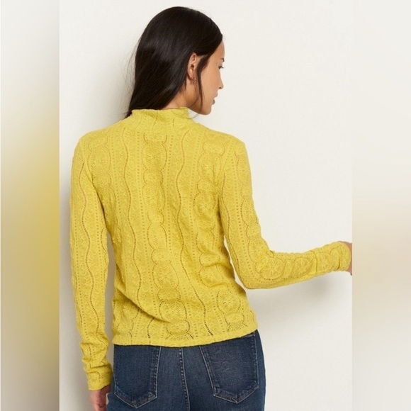 🌼 Anthropologie Daily Practice Lace Mock Neck Top in Lime size XL 14 16 - Picture 3 of 12